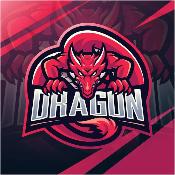 Dragon Esport Maskot Logotyp Design — Stock vektor