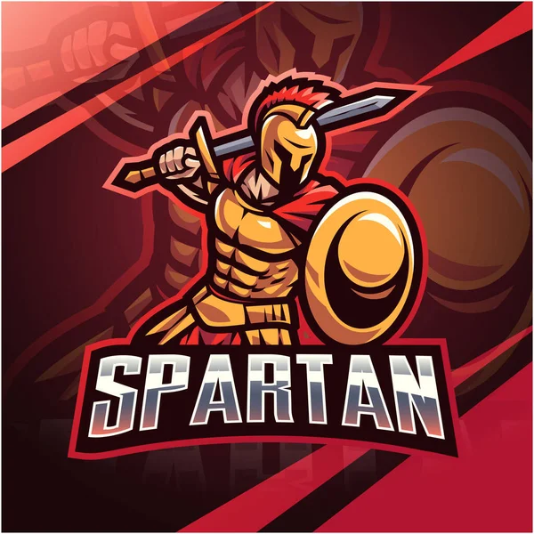Spartaanse Esport Mascotte Logo Ontwerp — Stockvector