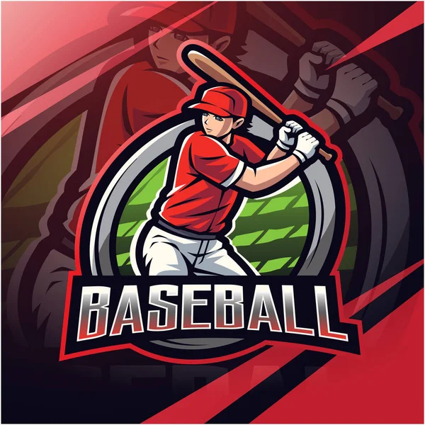 Baseball Esport Maskot Logo Design — Stock fotografie