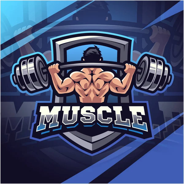 Muscle Man Mascot Logo Design — Stok Vektör