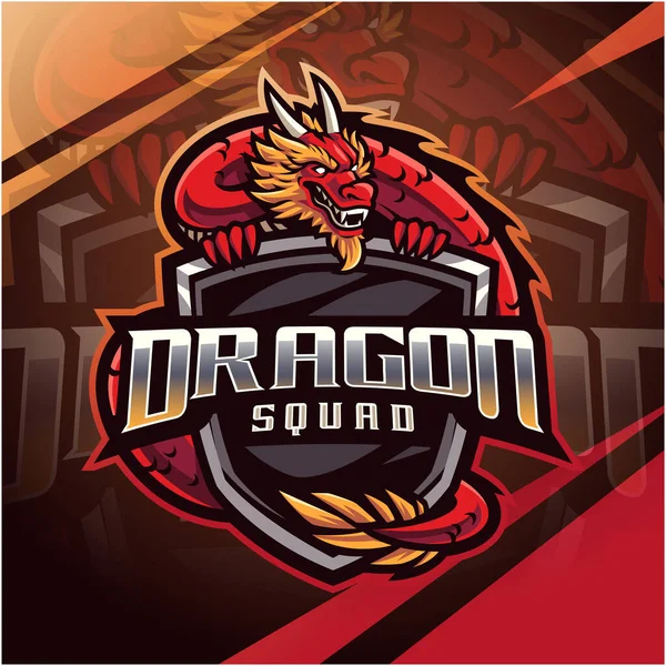 Dragon Trupp Esport Maskot Logotyp Design — Stockfoto