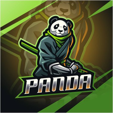 Ninja panda esport maskotu logosu