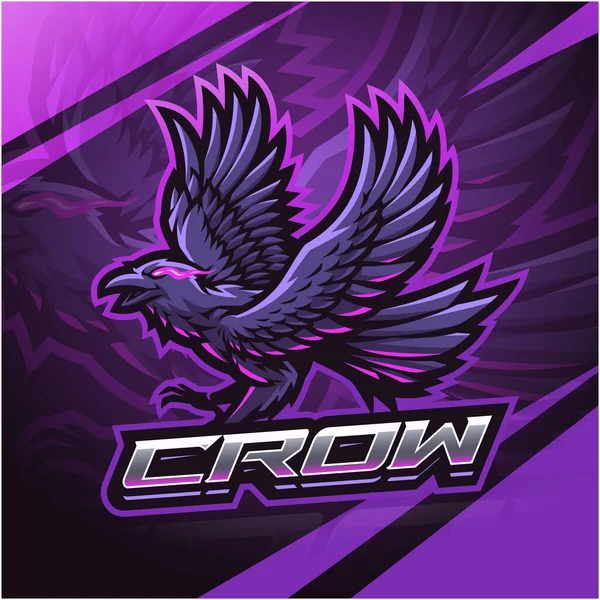 Crow Esport Mascot Logo Design — Stock Vector