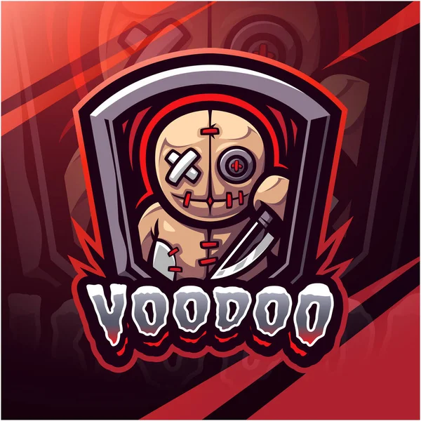 Voodoo Esport Projekt Logo Maskotki — Zdjęcie stockowe