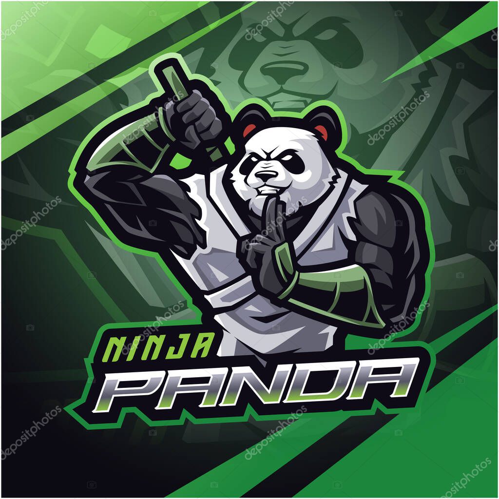 Ninja panda esport mascot logo design