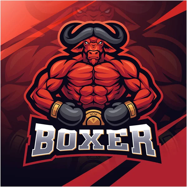 Illustration of Bull boxer esport mascot logo design