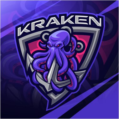 Kraken esport maskot logosu tasarımı