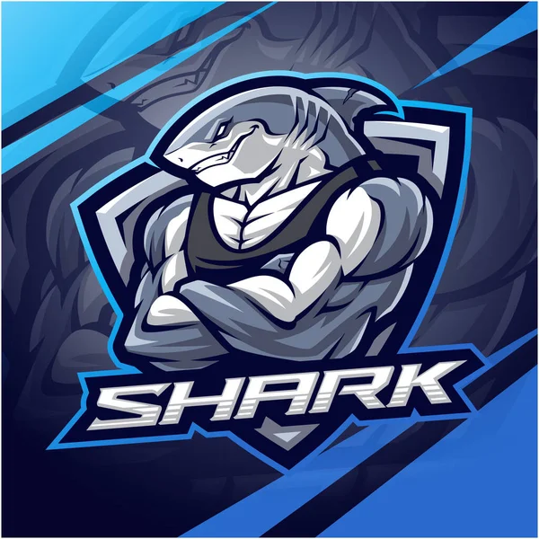 Gym Shark Esport Mascot Logo — 图库照片