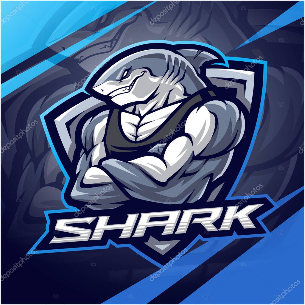Gym shark esport mascot logo