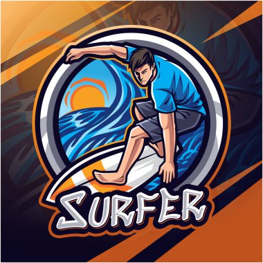 Sörfçü esport maskot logosu tasarımı