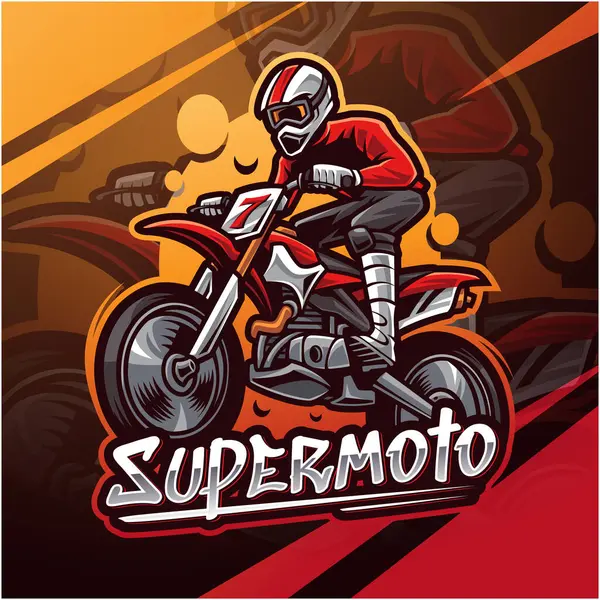 Super Moto Esport Mascot Logo Design — Stock Photo, Image