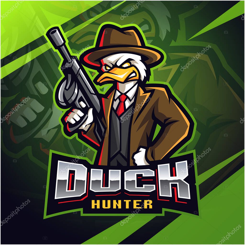 Duck hunter esport mascot logo design