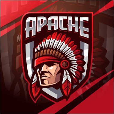 Apache baş esport maskot logosu tasarımı