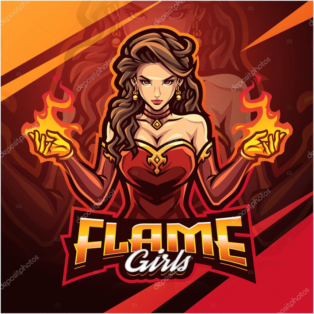 Flame girls esport mascot logo design