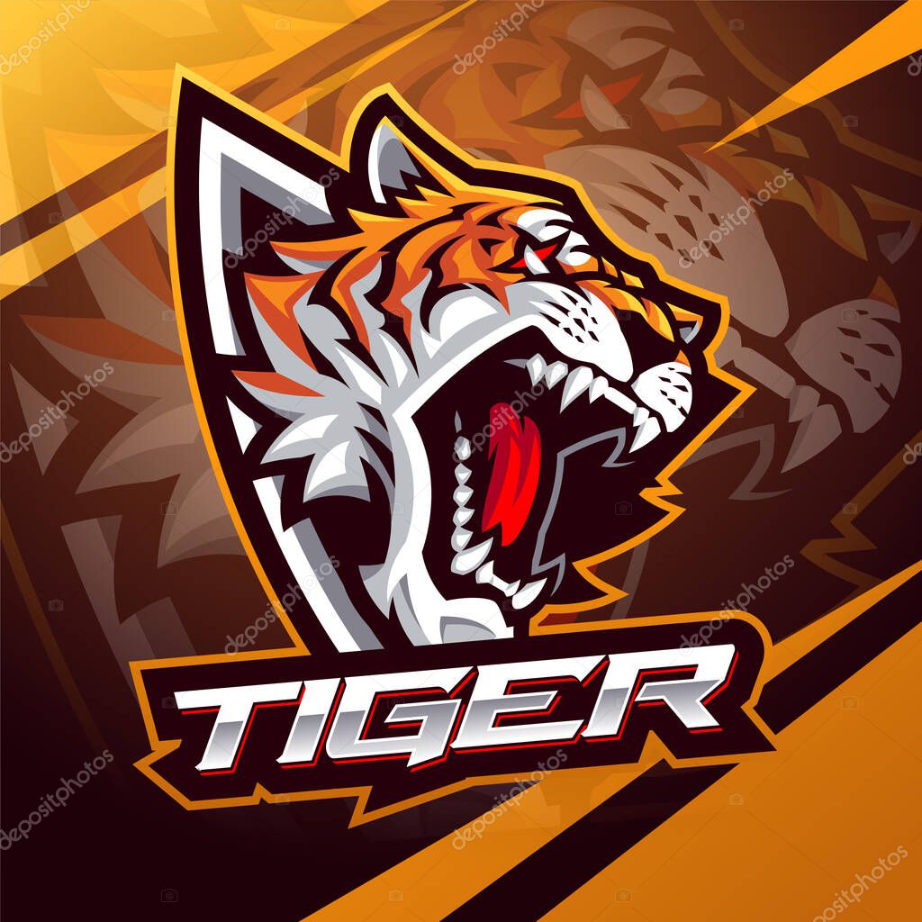 Tiger head esport mascot logo design
