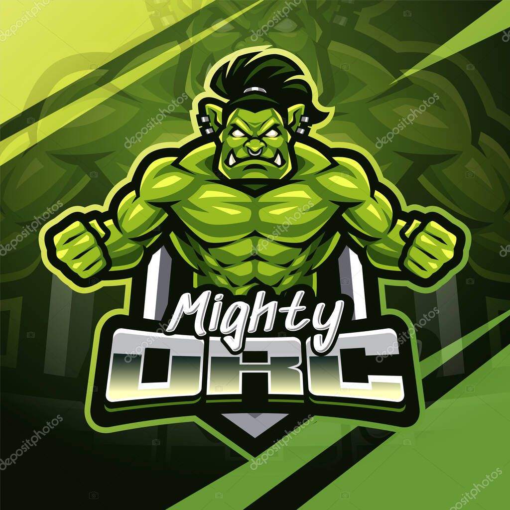Mighty orc esport mascot logo design