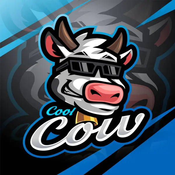 クールな牛ヘッドエスポートマスコットのロゴデザイン — ストック写真