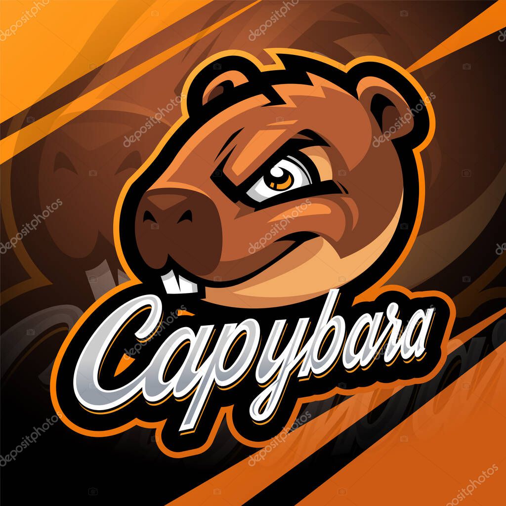 Capybara head esport mascot logo design
