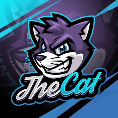 Kedi kafası esport maskot logosu tasarımı.