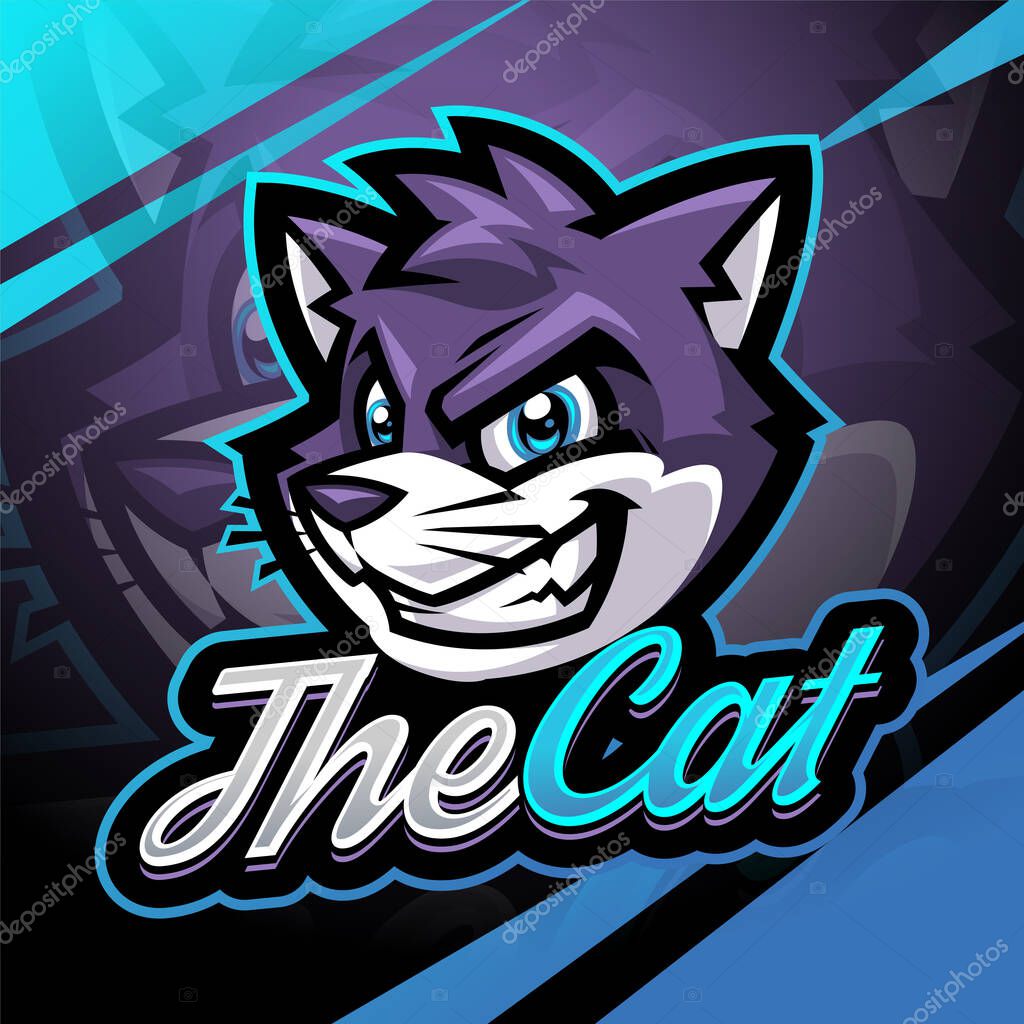 The cat head esport mascot logo design