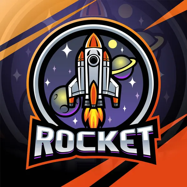 ロケットスペースマスコットのロゴデザイン — ストック写真