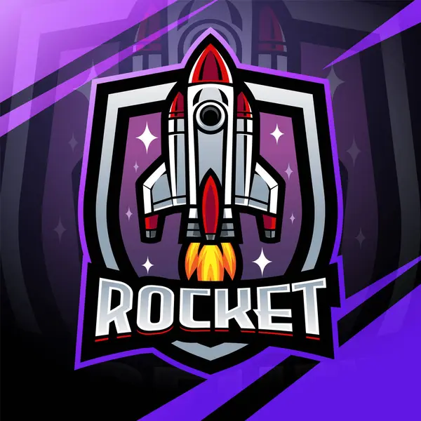 ロケットスペースマスコットのロゴデザイン — ストックベクタ
