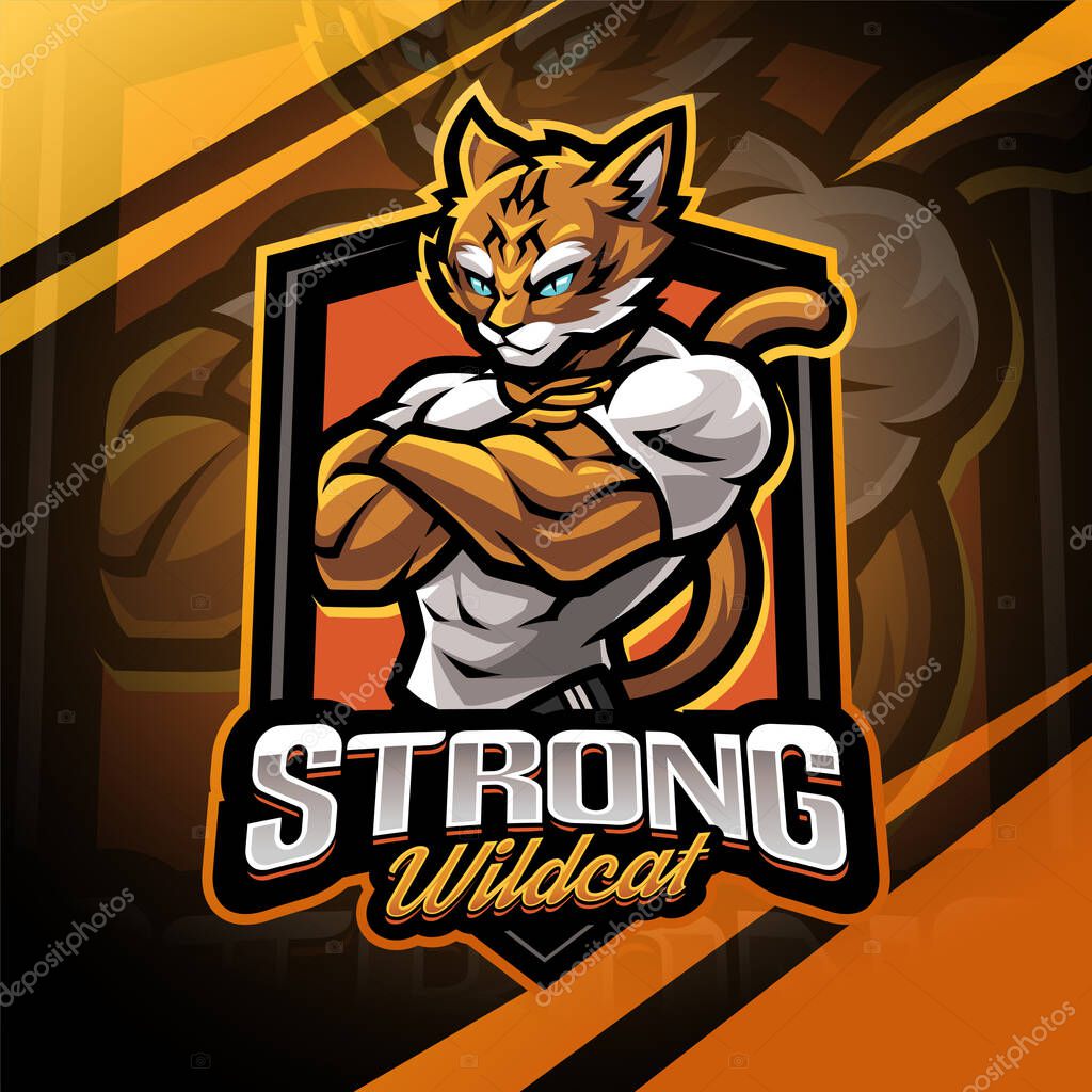 Strong wildcat esport mascot logo design