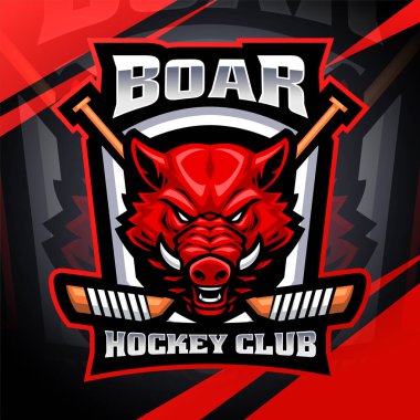 Yaban domuzu hokeyi esport maskot logosu tasarımı