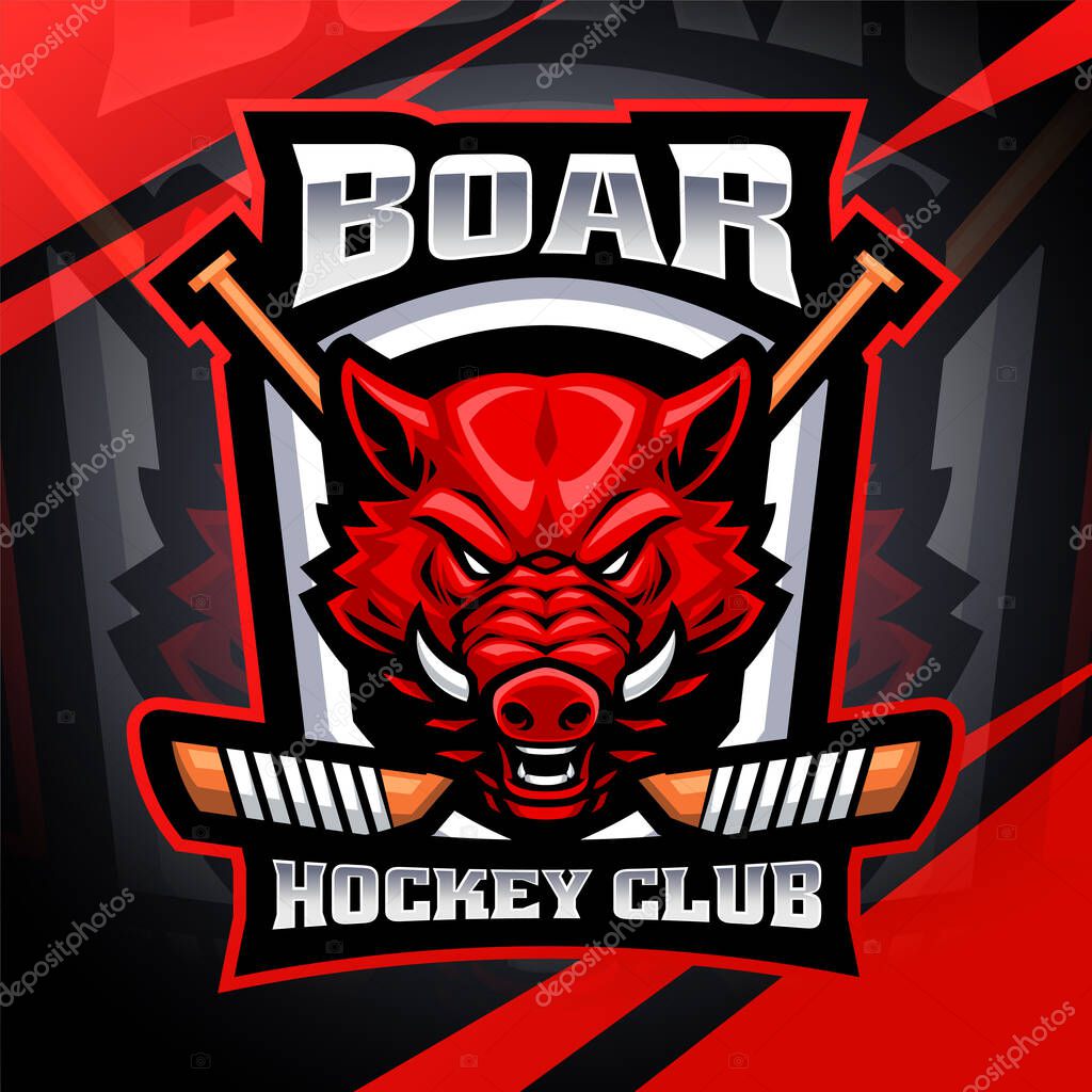Boar head hockey esport mascot logo design