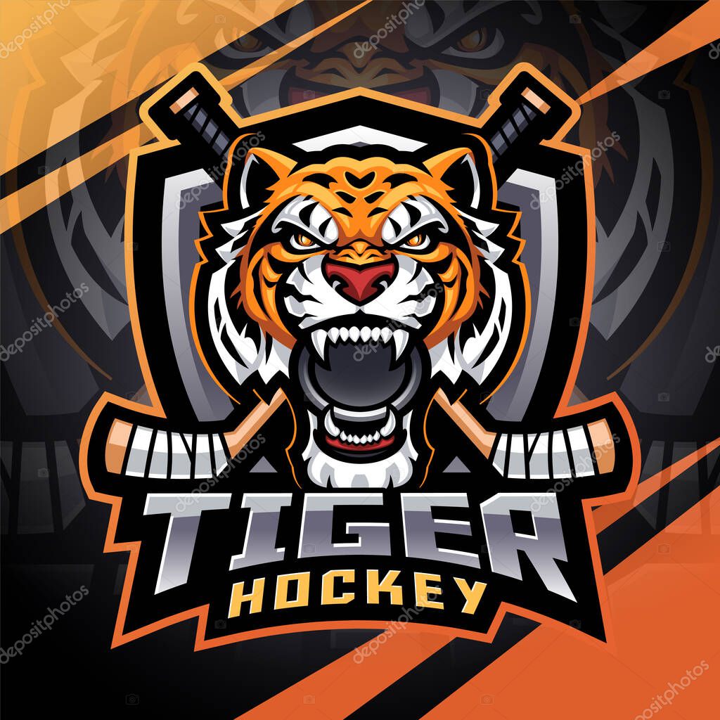 Tiger hockey esport mascot logo design