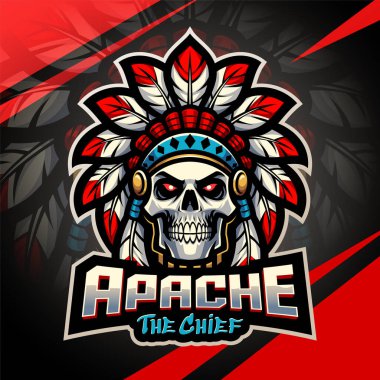 Apache baş esport maskot logosu tasarımı