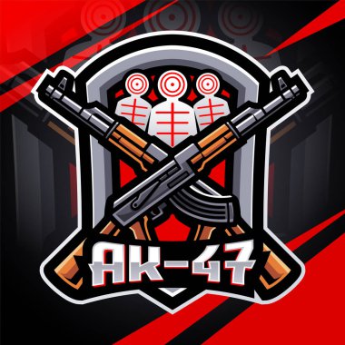 Ak-47 Rifle esport mascot logo design clipart