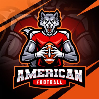 American football esport mascot logo design clipart