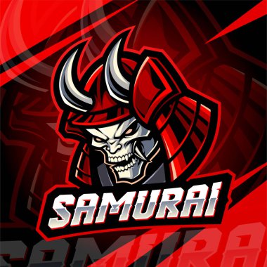Samuray baş esport maskot logosu tasarımı