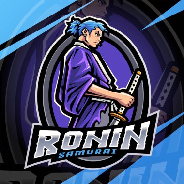 Ronin samurai esport mascot logo design