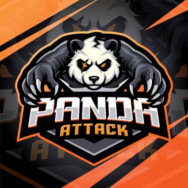 Panda saldırısı esport maskot logosu tasarımı