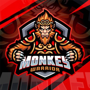Maymun savaşçı esport maskot logosu tasarımı