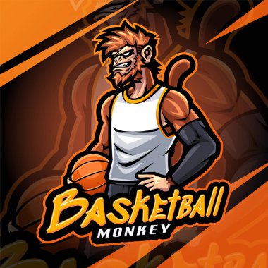 Basketbol maymunu esport maskot logosu tasarımı