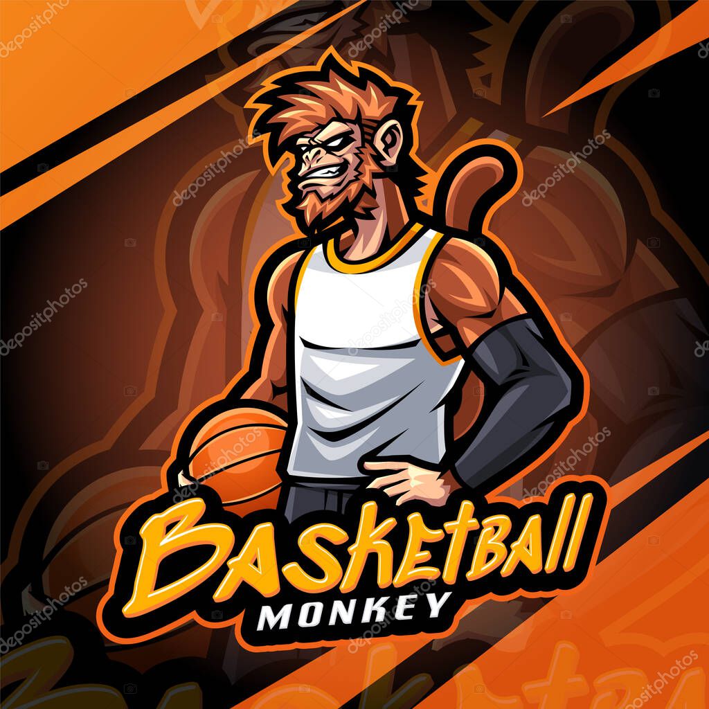 Basketball monkey esport mascot logo design