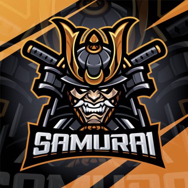 Samuray baş esport maskot logosu tasarımı