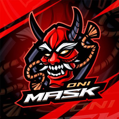Oni maskeli esport maskot logosu tasarımı