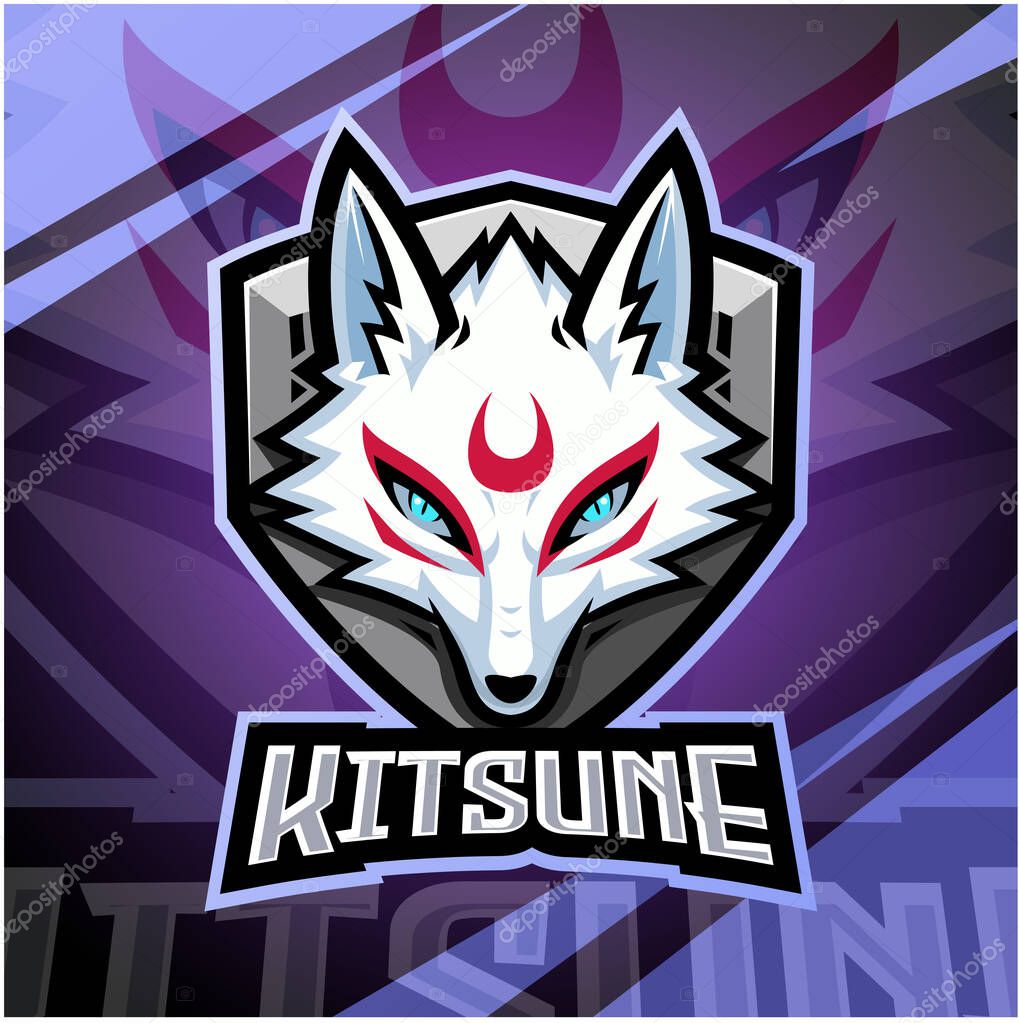Kitsune head esport mascot logo design