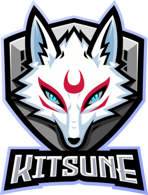 Kitsune baş esport maskot logosu tasarımı
