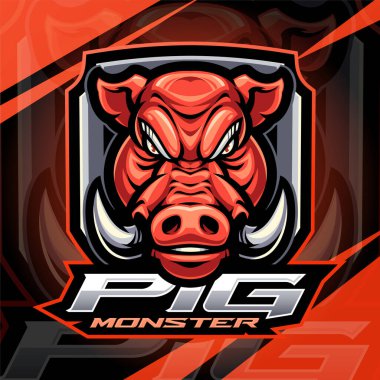 Domuz canavarı esport maskot logosu tasarımı