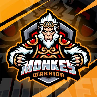 Maymun savaşçı esport maskot logosu tasarımı