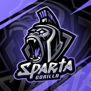 Sparta gorili esport maskot logosu tasarımı