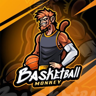 Basketbol maymunu esport maskot logosu tasarımı