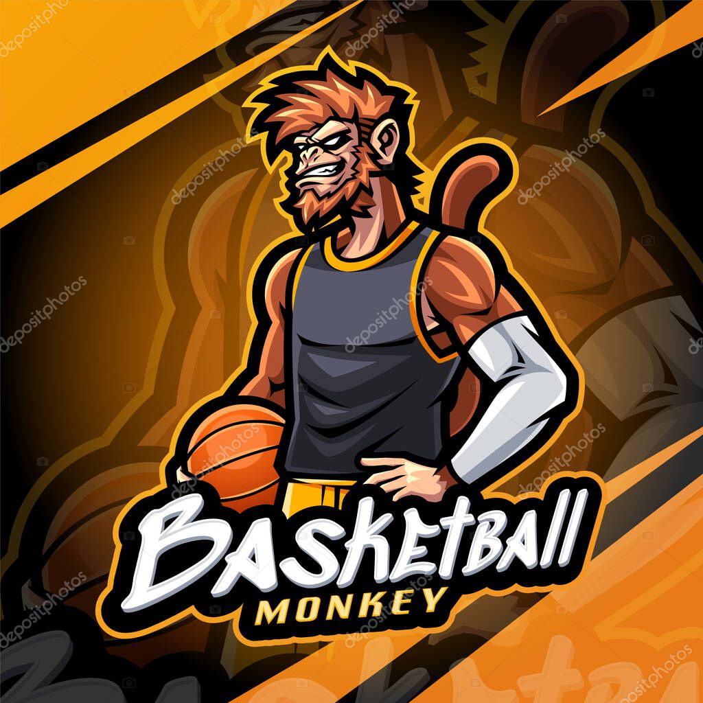 Basketball monkey esport mascot logo design