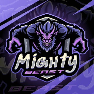 Güçlü canavar esport maskot logosu tasarımı