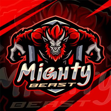 Güçlü canavar esport maskot logosu tasarımı